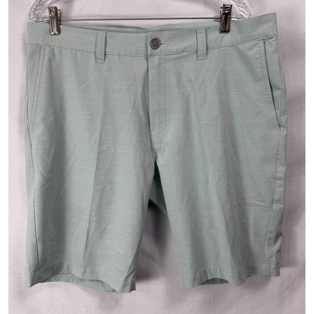 TRAVIS MATHEW Mens Performance Golf‎ Shorts 36 X 10 " Inseam Green Stripes Flaw